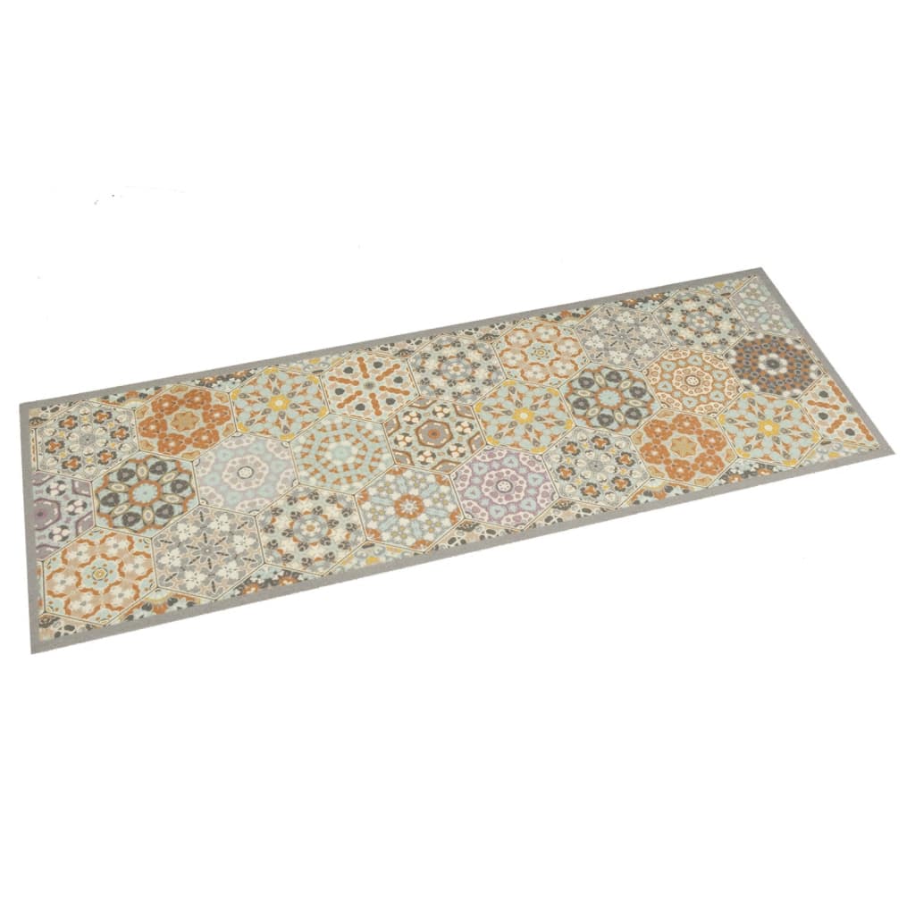 Kuhinjski tepih perivi pastelni šesterokuti 60x180cm baršunasti