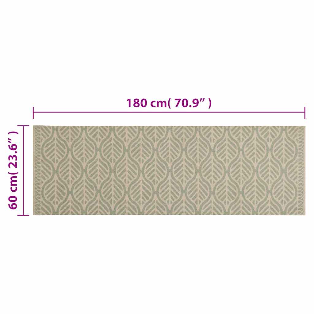 Kuhinjski tepih perivi s uzorkom lišća 60 x 180 cm baršunasti