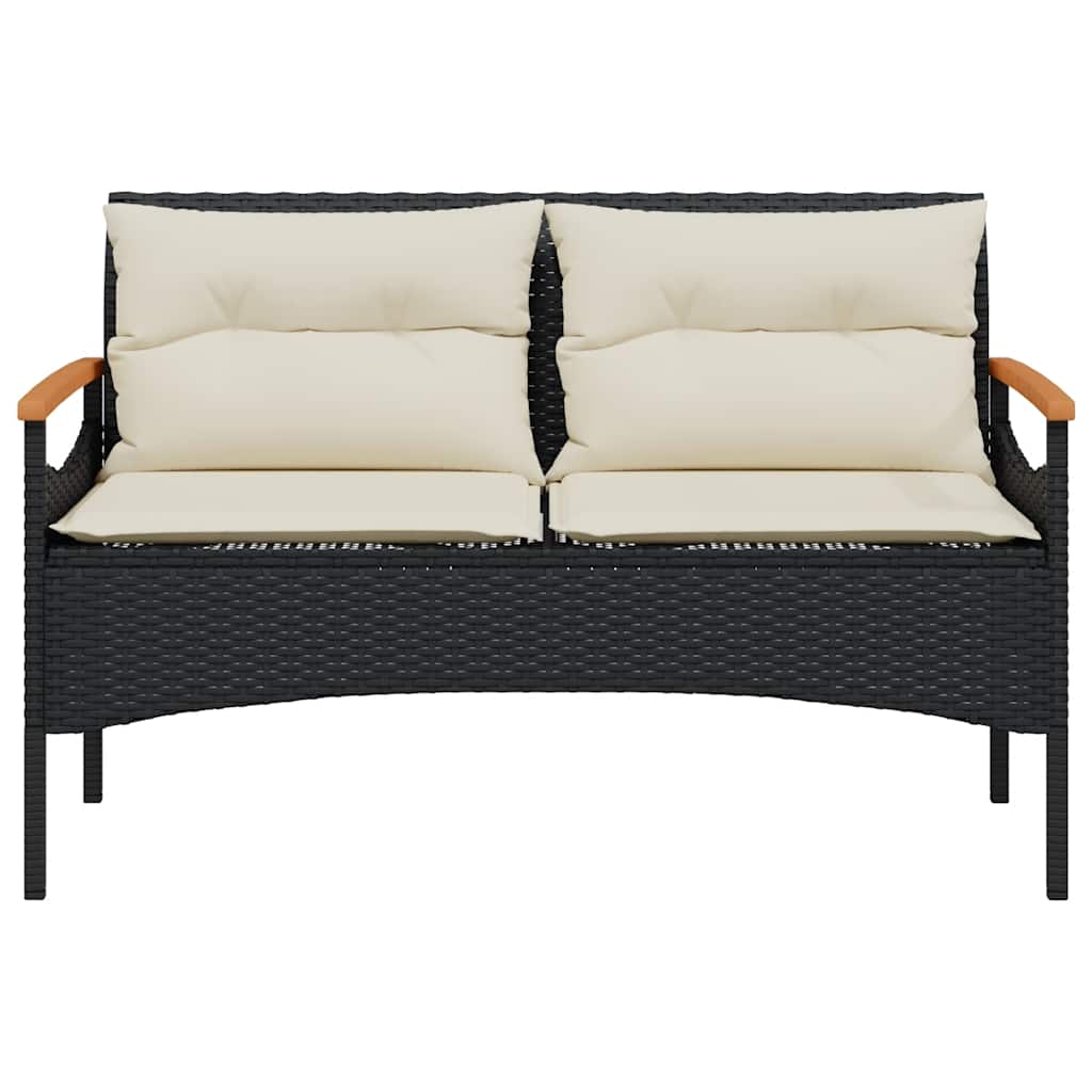 4-dijelni set vrtnih sofa od poliratana s jastucima crni