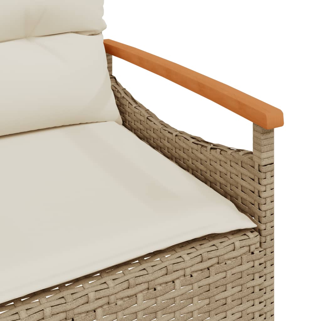Vrtna klupa s jastucima 116 x 62,5 x 74 cm bež od poliratana
