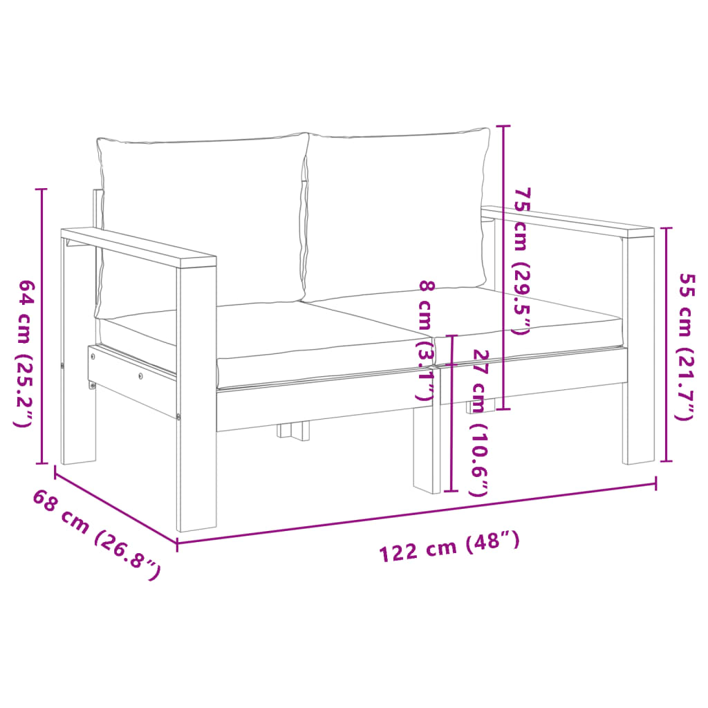 4-dijelni set vrtnih sofa s jastucima masivno bagremovo drvo