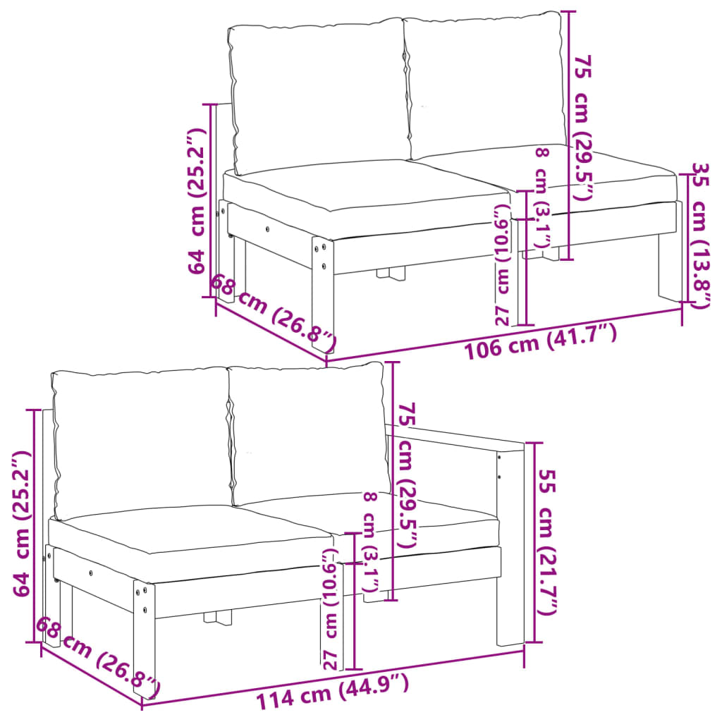 5-dijelna set vrtnih sofa od masivnog drva bagrema s jastucima