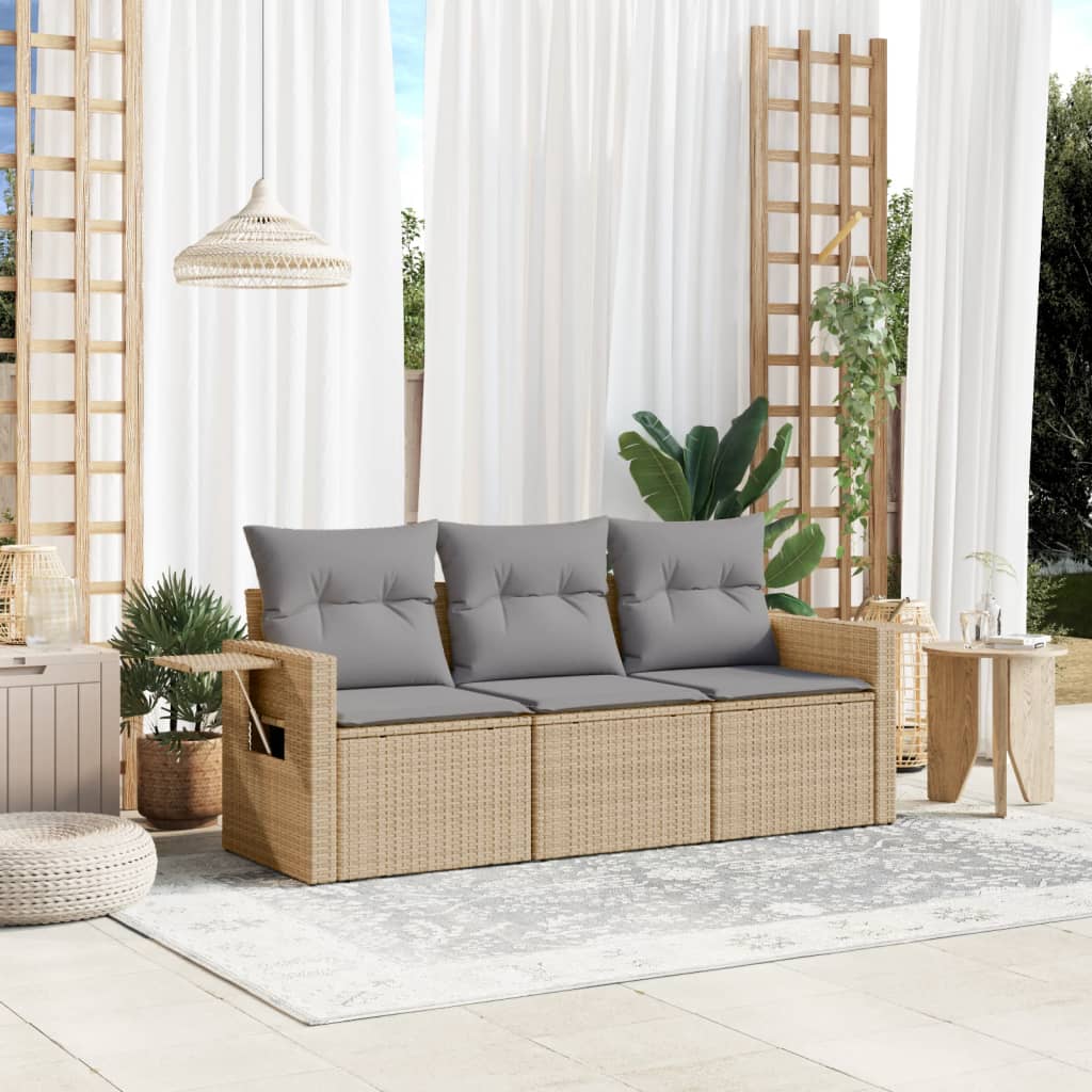 3-dijelni set vrtnih sofa od poliratana s jastucima bež