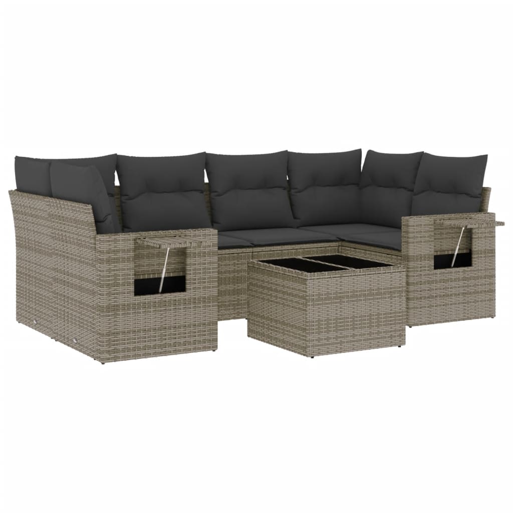 7-dijelni set vrtnih sofa sivi od poliratana