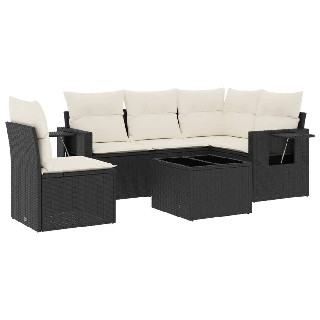 6-dijelni set vrtnih sofa s jastucima crni od poliratana