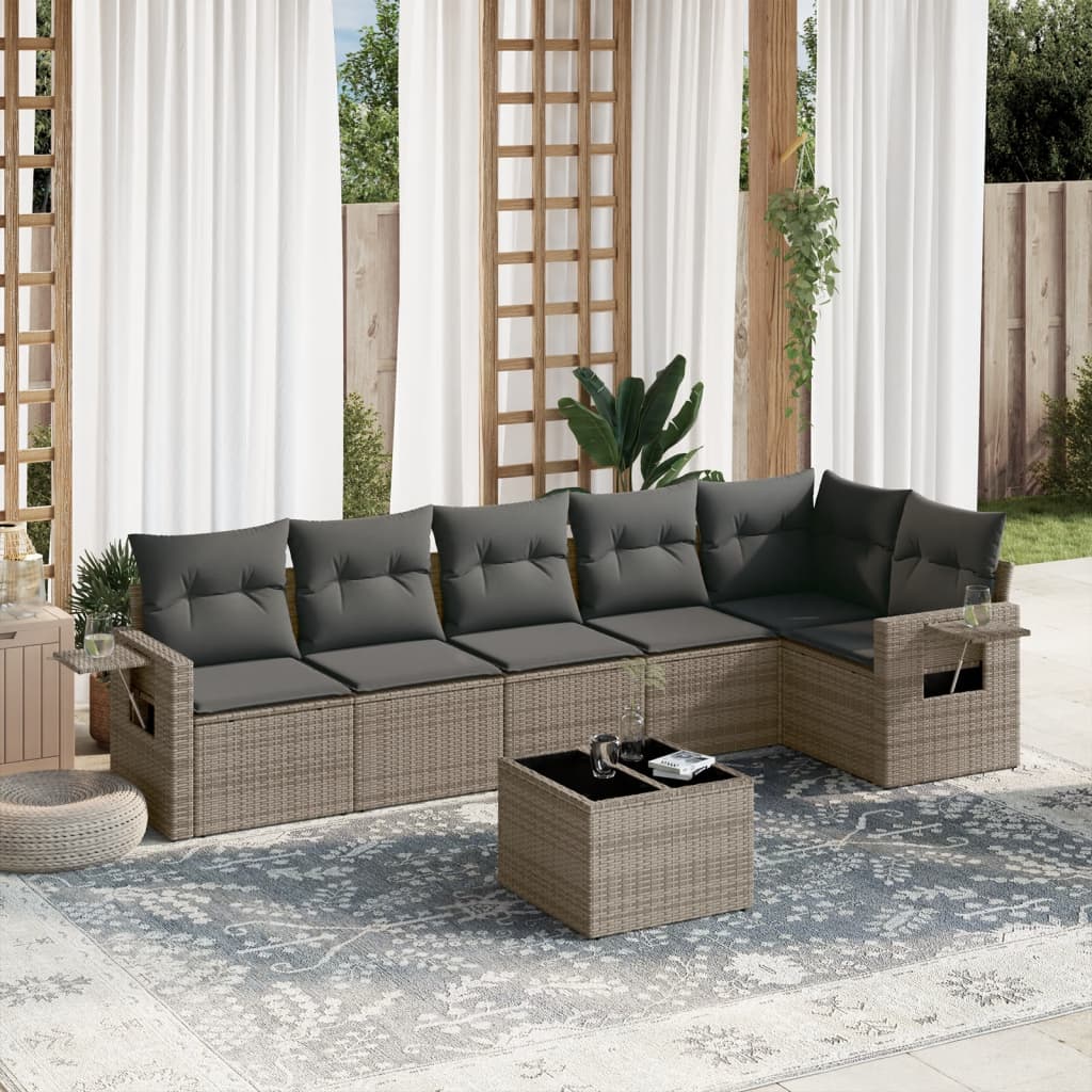 7-dijelni set vrtnih sofa sivi od poliratana