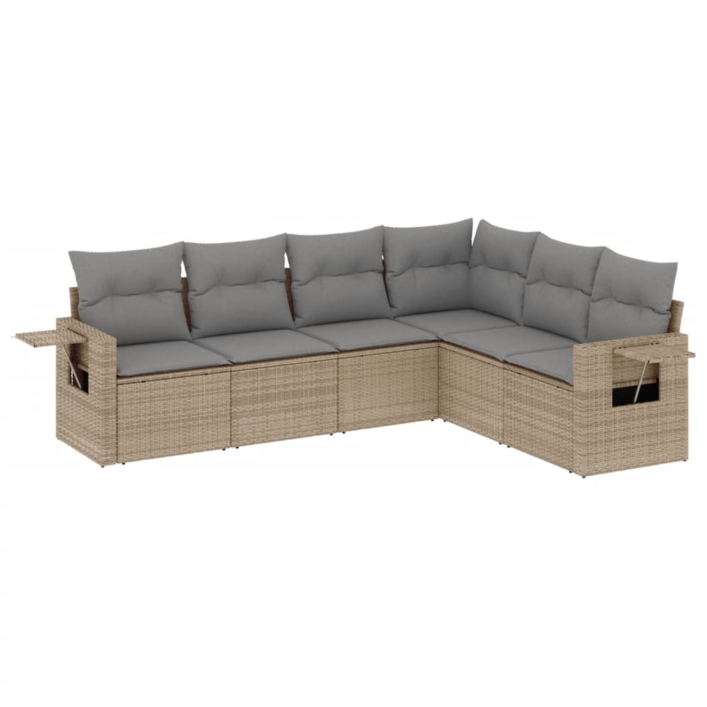 6-dijelni set vrtnih sofa s jastucima bež od poliratana