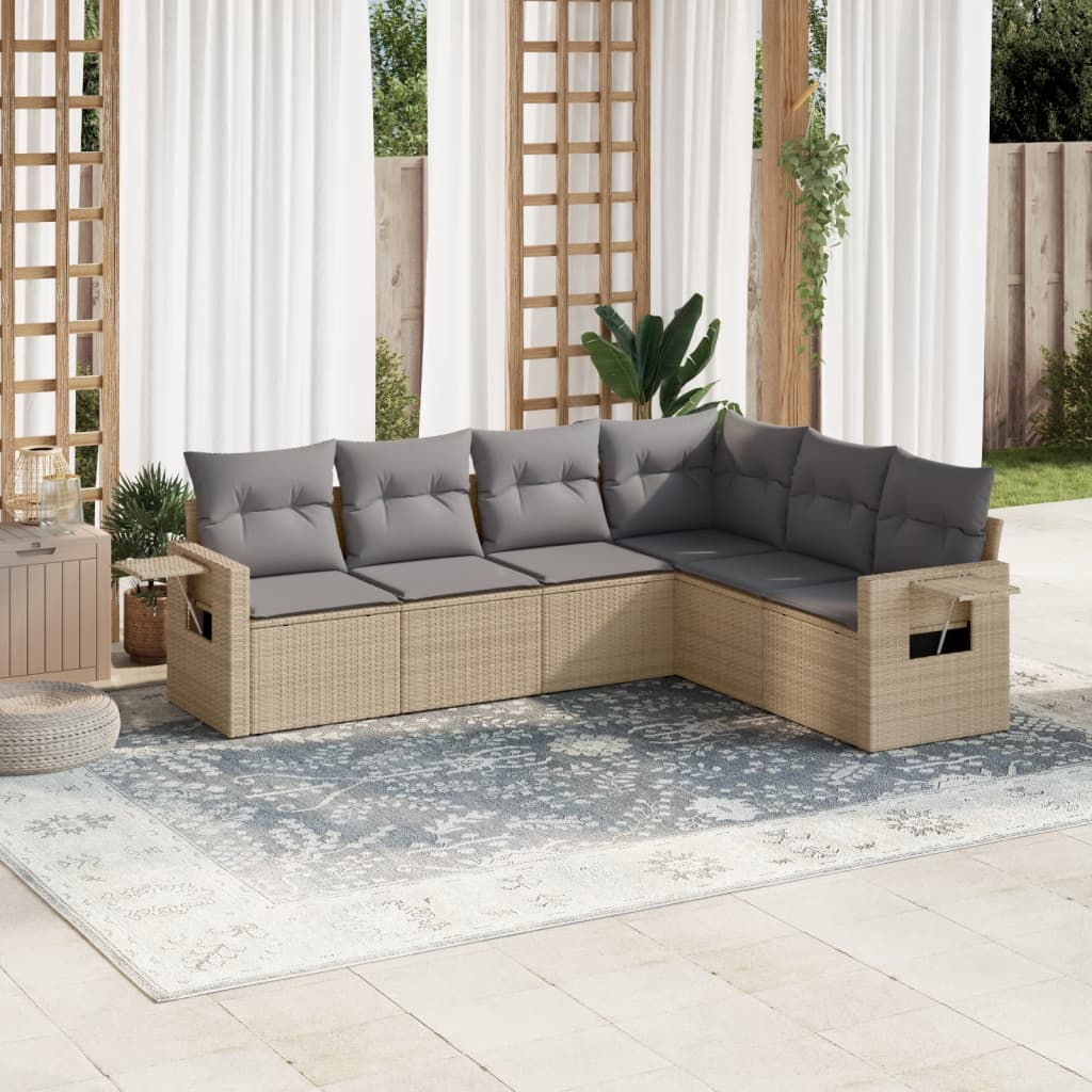 6-dijelni set vrtnih sofa s jastucima bež od poliratana