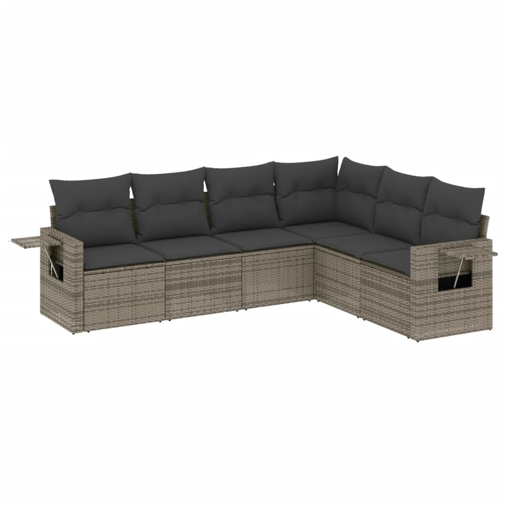 6-dijelni set vrtnih sofa od poliratana s jastucima sivi