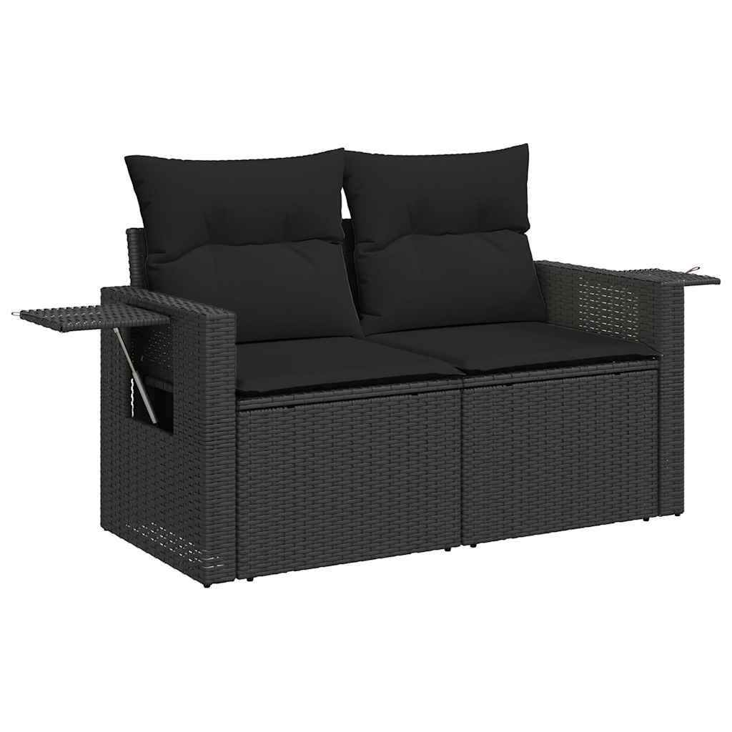 8-dijelni set vrtnih sofa od poliratana s jastucima crni