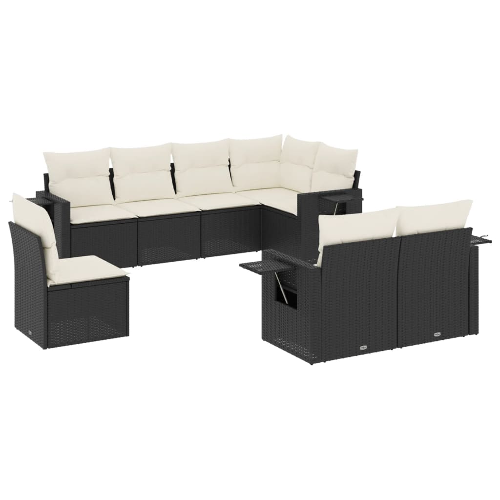 8-dijelni set vrtnih sofa od poliratana s jastucima crni