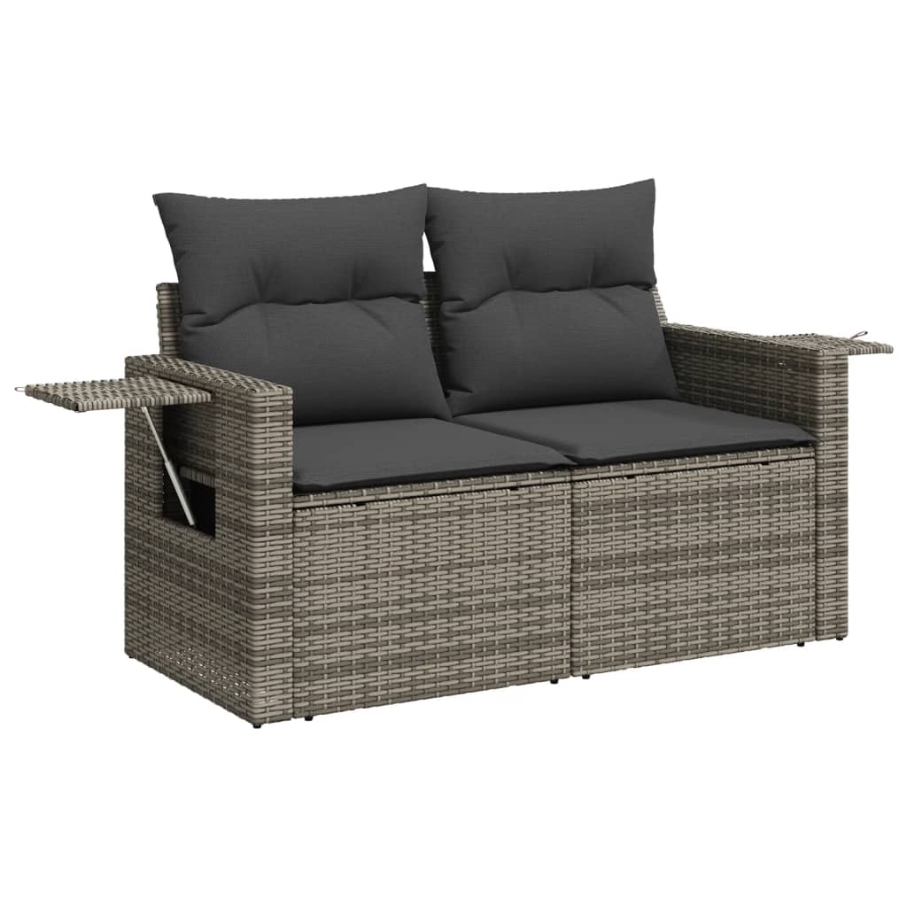 8-dijelni set vrtnih sofa od poliratana s jastucima sivi