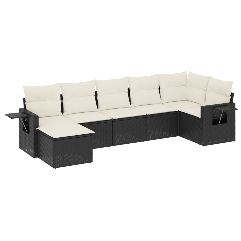 7-dijelni set vrtnih sofa od poliratana s jastucima crni