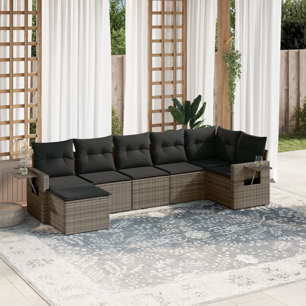 7-dijelni set vrtnih sofa sivi od poliratana
