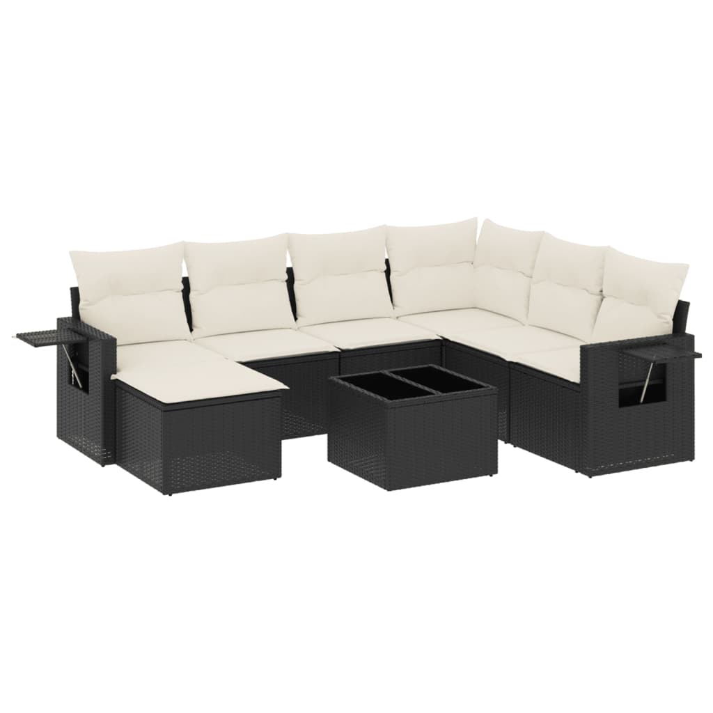 8-dijelni set vrtnih sofa od poliratana s jastucima crni