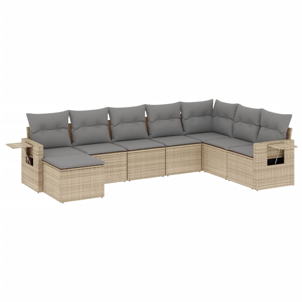 8-dijelni set vrtnih sofa od poliratana s jastucima bež