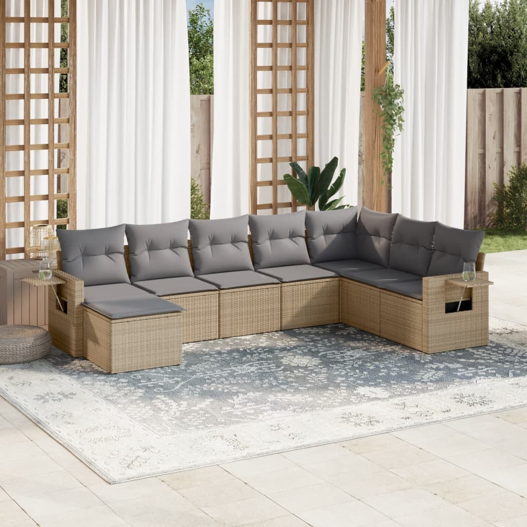 8-dijelni set vrtnih sofa od poliratana s jastucima bež