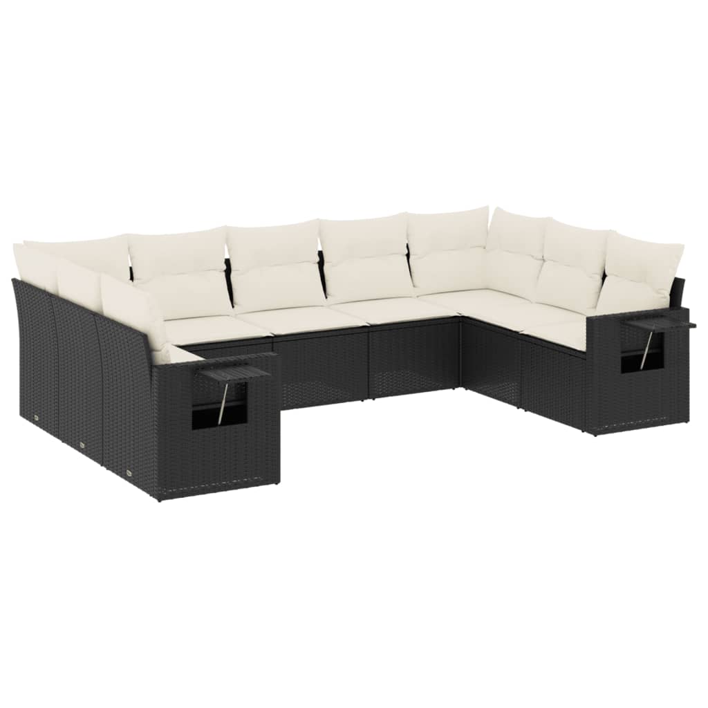 9-dijelni set vrtnih sofa s jastucima crni od poliratana