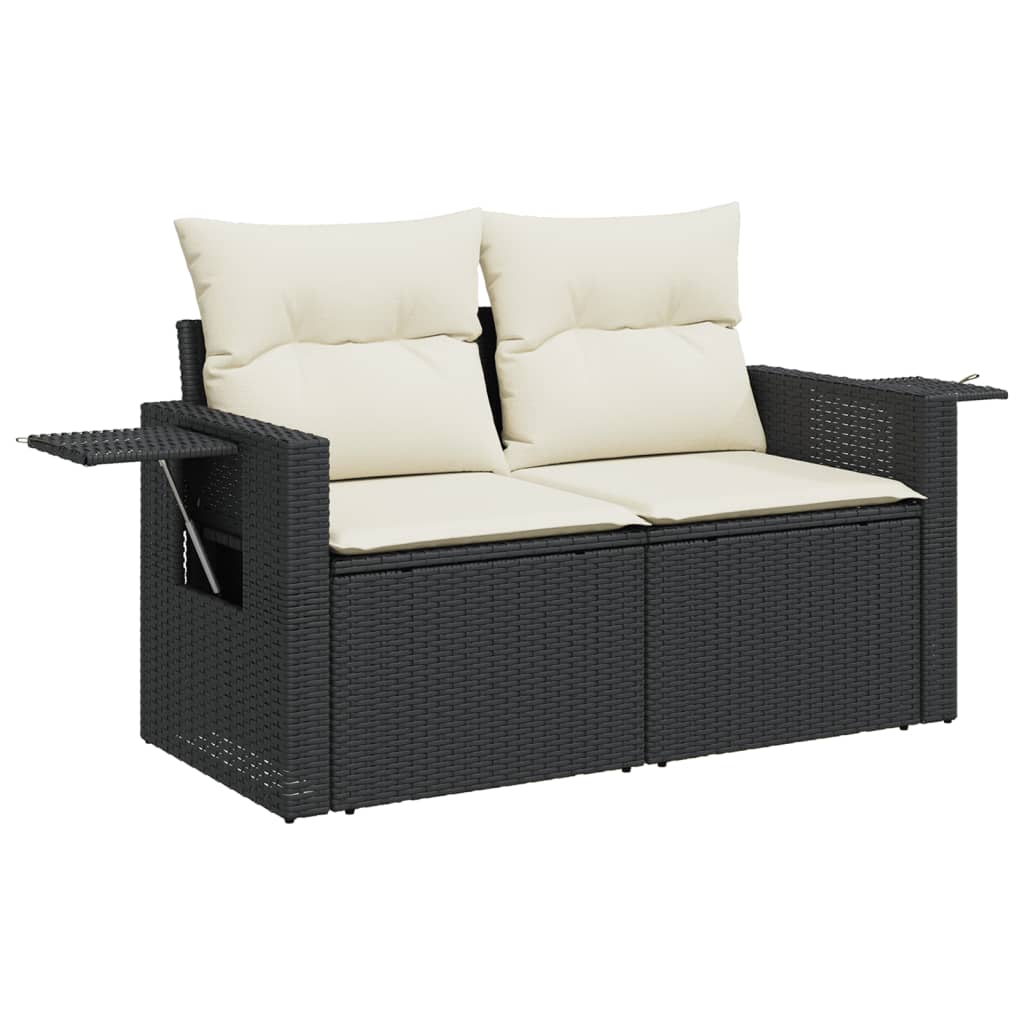 9-dijelni set vrtnih sofa s jastucima crni od poliratana