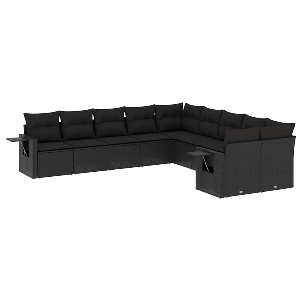 11-dijelni set vrtnih sofa poliratan s jastucima svijetlosivi