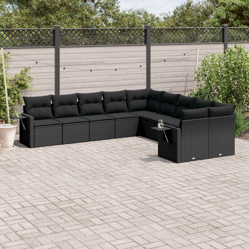 11-dijelni set vrtnih sofa poliratan s jastucima svijetlosivi