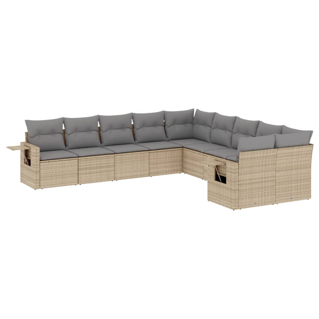 11-dijelni set vrtnih sofa poliratan s jastucima svijetlosivi