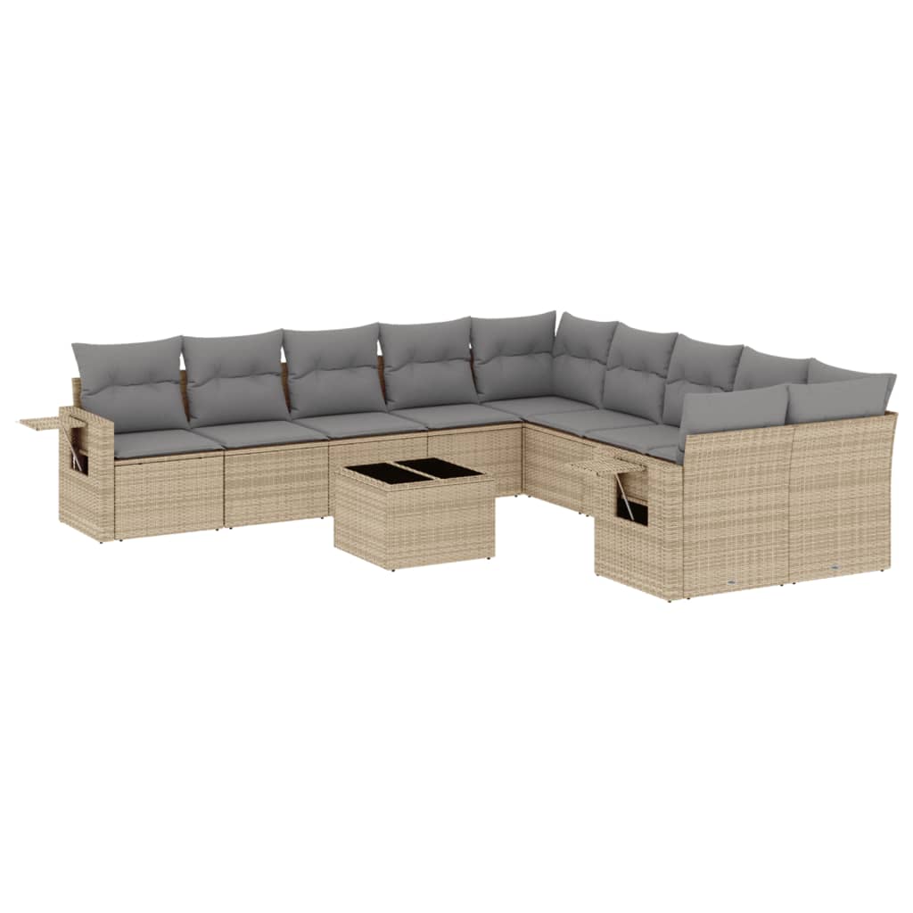 11-dijelni set vrtnih sofa poliratan s jastucima svijetlosivi