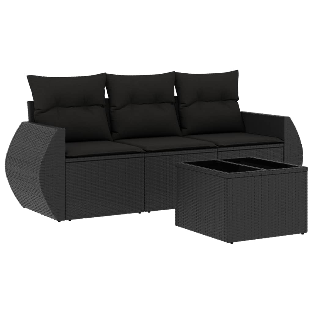 4-dijelni set vrtnih sofa od poliratana s jastucima crni