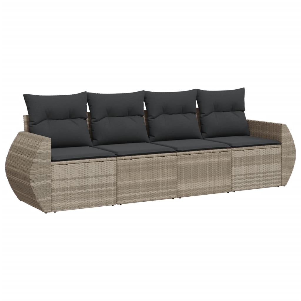 4-dijelni set vrtnih sofa s jastucima svijetlosivi poliratan