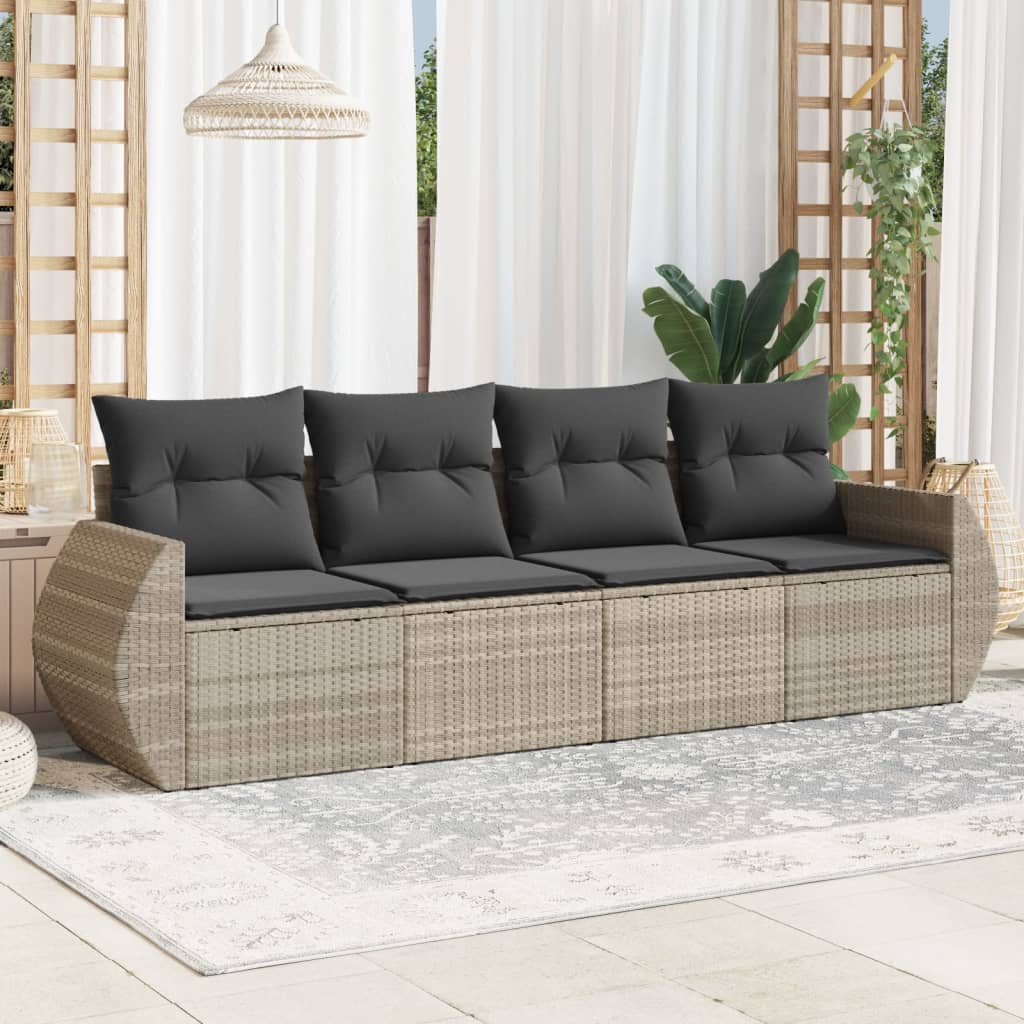 4-dijelni set vrtnih sofa s jastucima svijetlosivi poliratan