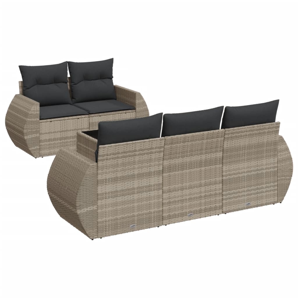 6-dijelni set vrtnih sofa od poliratana s jastucima svjetlosivi