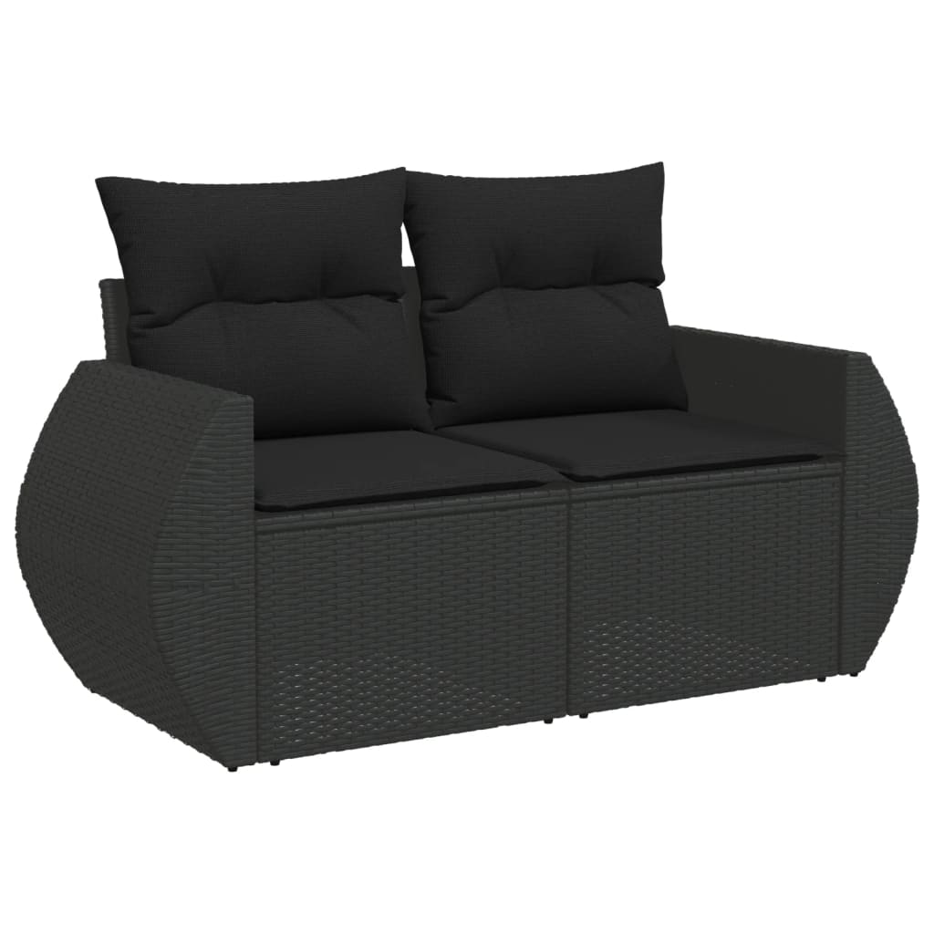 7-dijelni set vrtnih sofa od poliratana s jastucima crni