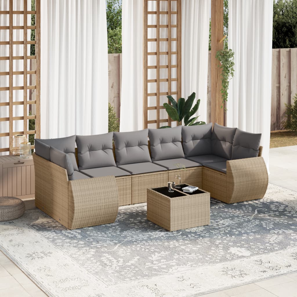 8-dijelni set vrtnih sofa od poliratana s jastucima bež