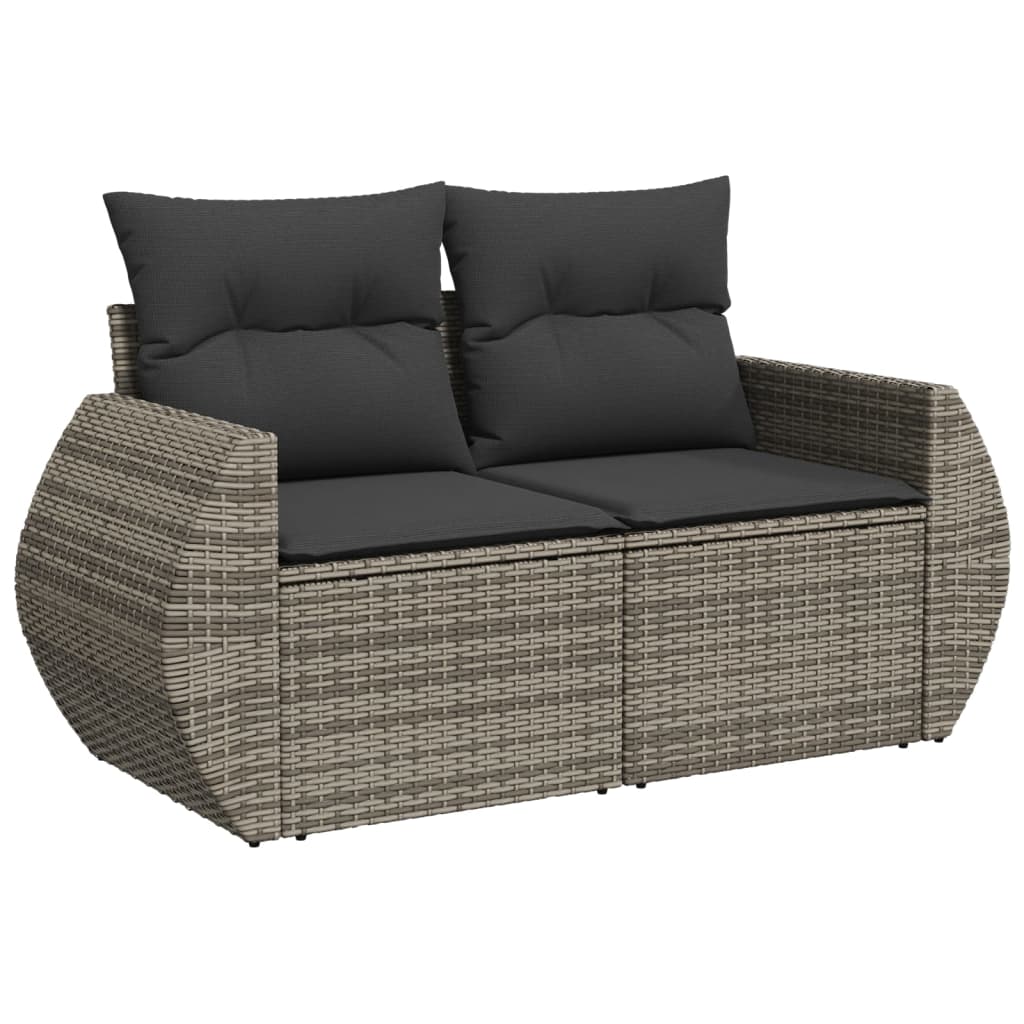 9-dijelni set vrtnih sofa od poliratana s jastucima sivi