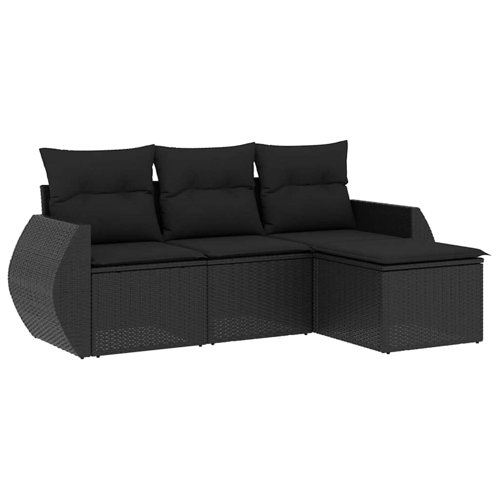 4-dijelni set vrtnih sofa od poliratana s jastucima crni