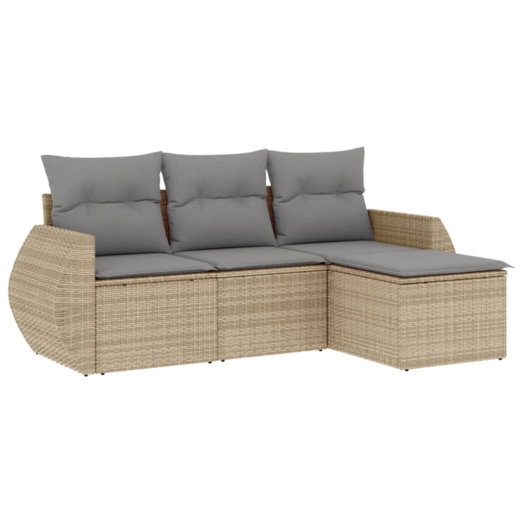 4-dijelni set vrtnih sofa s jastucima bež od poliratana