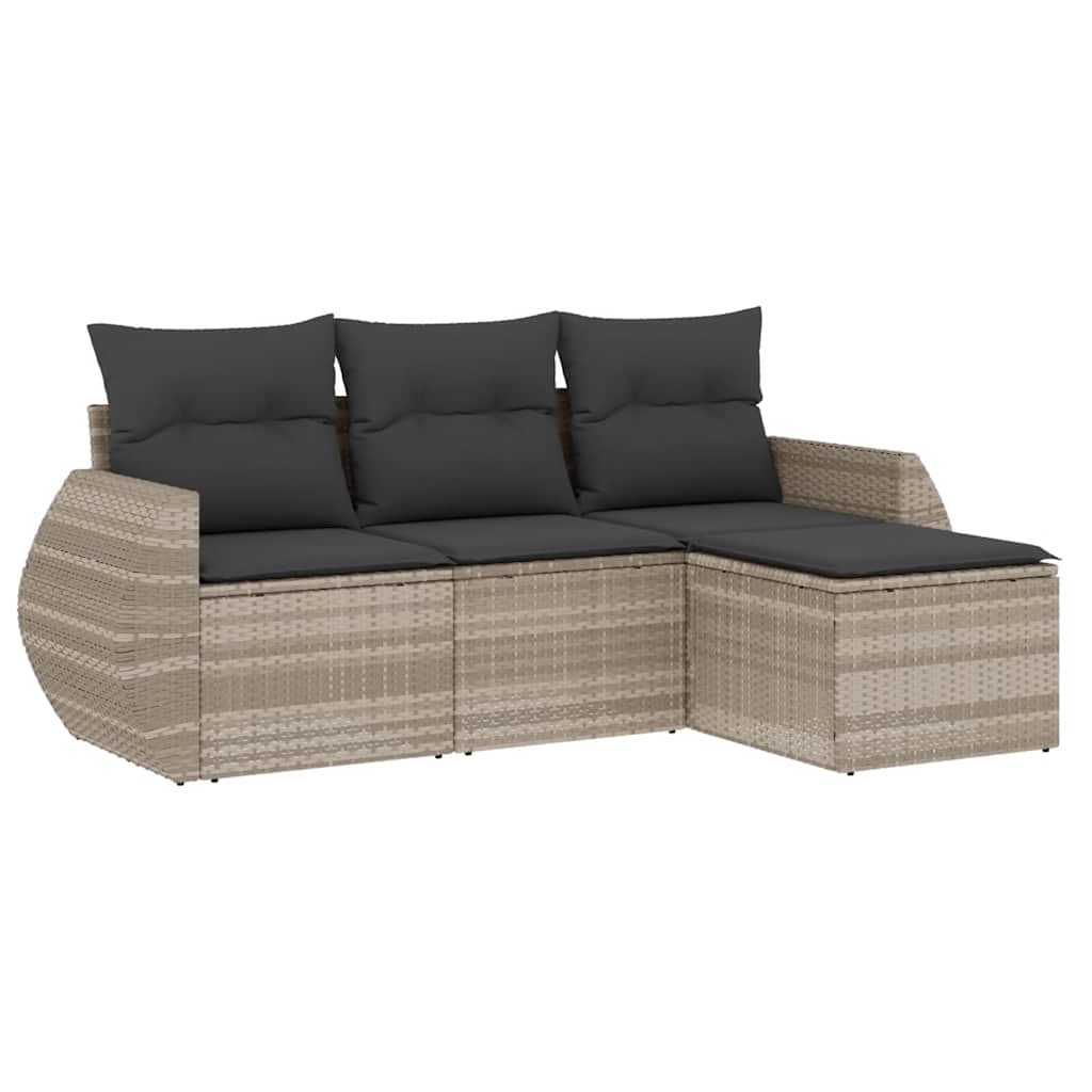 4-dijelni set vrtnih sofa s jastucima svijetlosivi poliratan