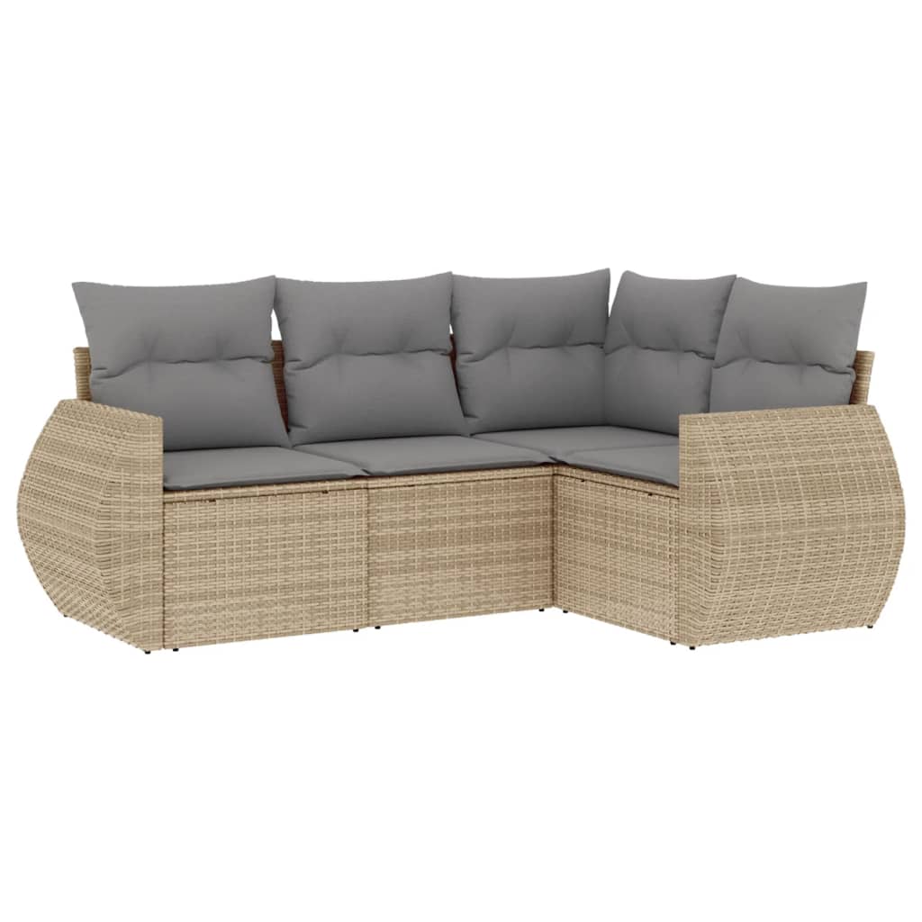 4-dijelni set vrtnih sofa s jastucima bež od poliratana