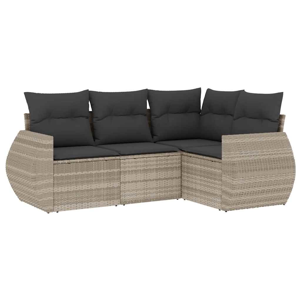 4-dijelni set vrtnih sofa s jastucima svijetlosivi poliratan