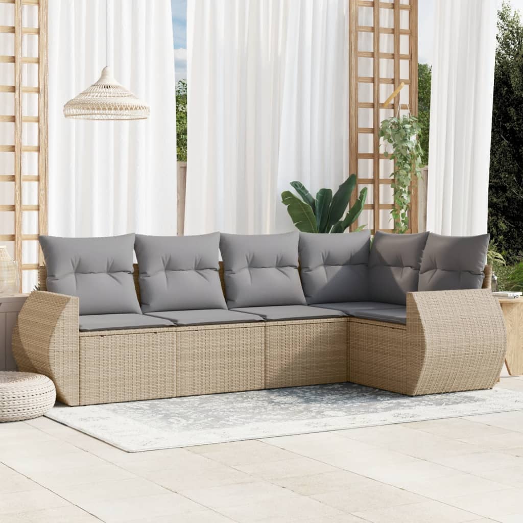 5-dijelni set vrtnih sofa s jastucima od poliratana