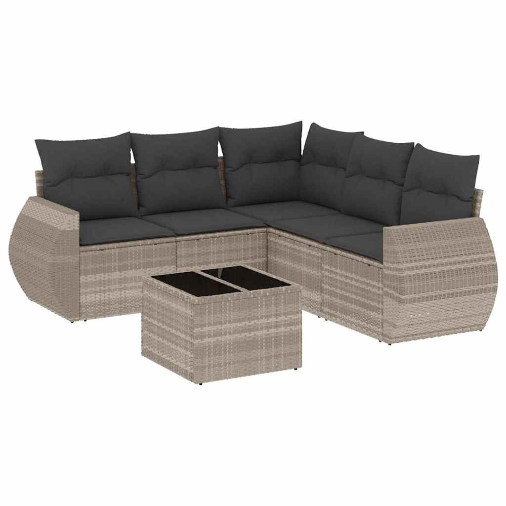 6-dijelni set vrtnih sofa od poliratana s jastucima svjetlosivi