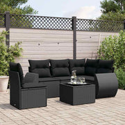 6-dijelni set vrtnih sofa s jastucima crni od poliratana