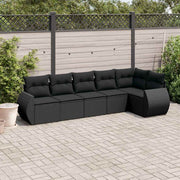 6-dijelni set vrtnih sofa s jastucima crni od poliratana Crna 70 x 62 x 69 cm