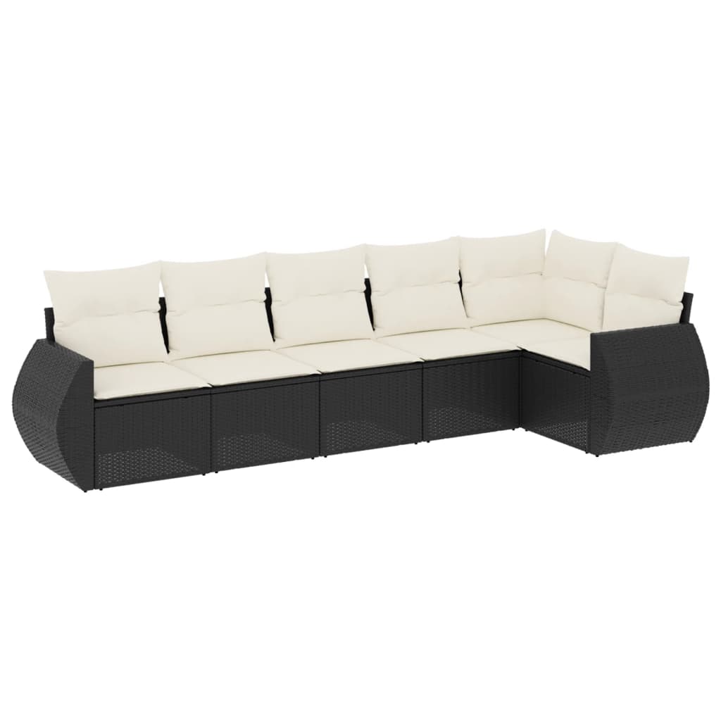 6-dijelni set vrtnih sofa s jastucima crni od poliratana Crna 70 x 62 x 69 cm