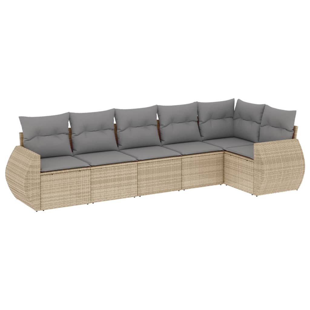 6-dijelni set vrtnih sofa s jastucima bež od poliratana