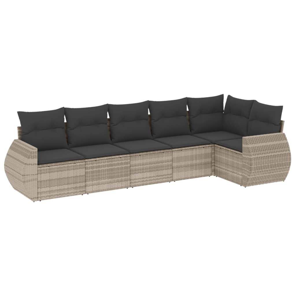 6-dijelni set vrtnih sofa od poliratana s jastucima svjetlosivi