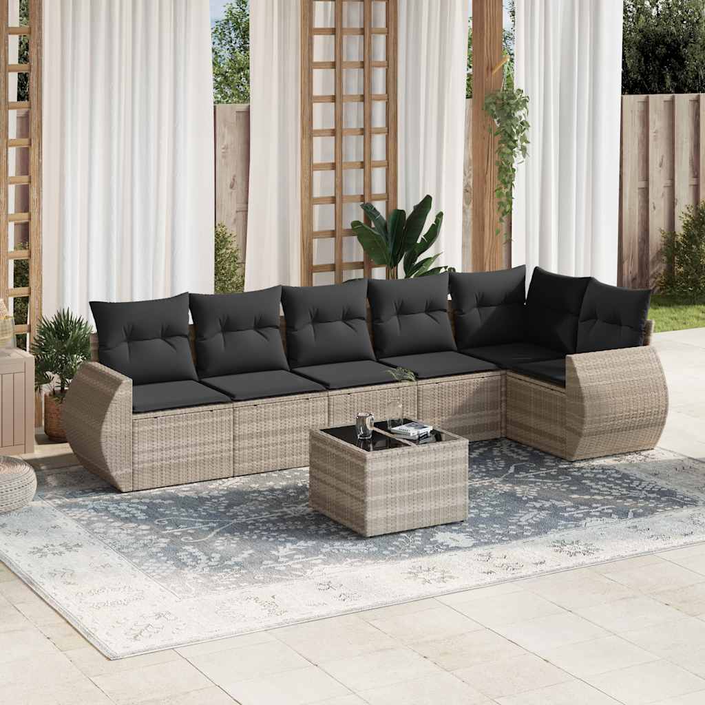 7-dijelni set vrtnih sofa svjetlosivi od poliratana