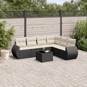 7-dijelni set vrtnih sofa od poliratana s jastucima crni