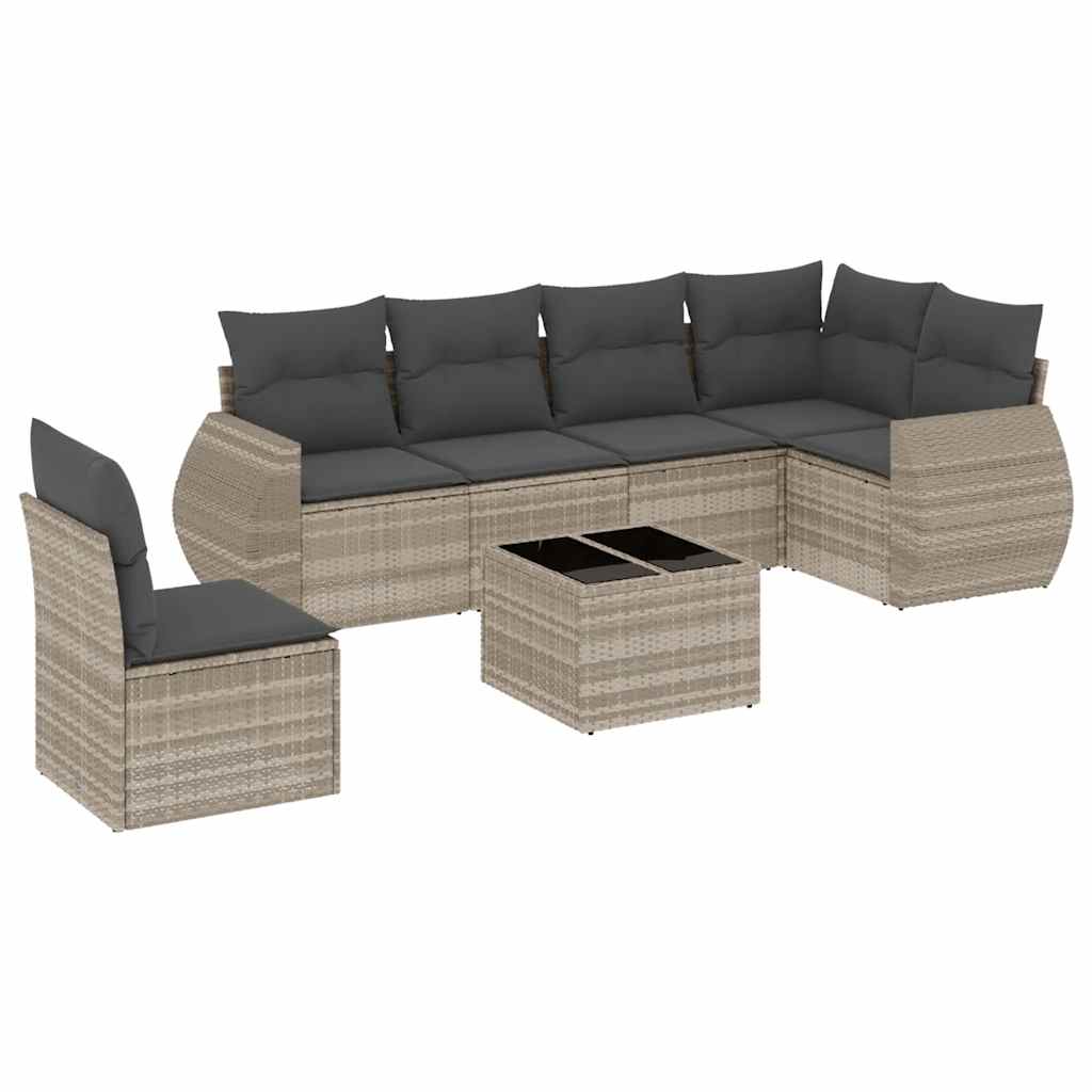 7-dijelni set vrtnih sofa svjetlosivi od poliratana