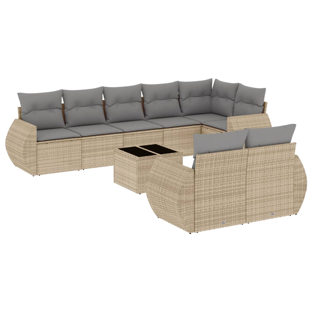 9-dijelni set vrtnih sofa s jastucima bež od poliratana
